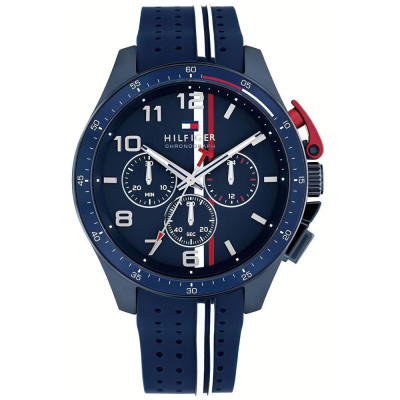 Tommy Hilfiger Bank Ανδρικό Ρολόι Χρονογράφος 44 mm με Μπλε Καουτσούκ Λουράκι 1792169
